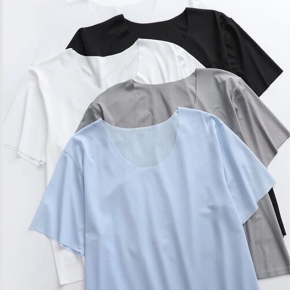 Men's Ultra-Thin Ice Silk Short Sleeve Tee for Home Wear and Daily Life