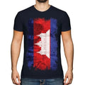 Kambodscha Grunge Flagge Herren T-Shirt Kambodscha Fußball Kambodschaner Hemd