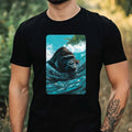 Mens Gorilla Swimming in Ocean Motif Cotton T-Shirt Size XS to 5XL