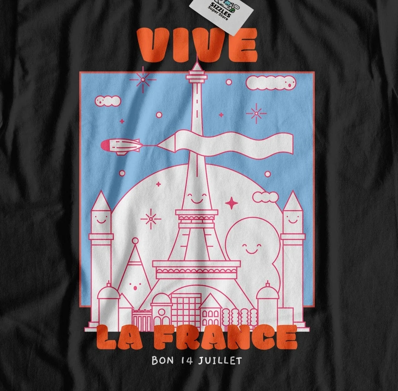Vive La France Bon 14 Juillet! Unisex Cute Bastille Day T-Shirt & French Holiday