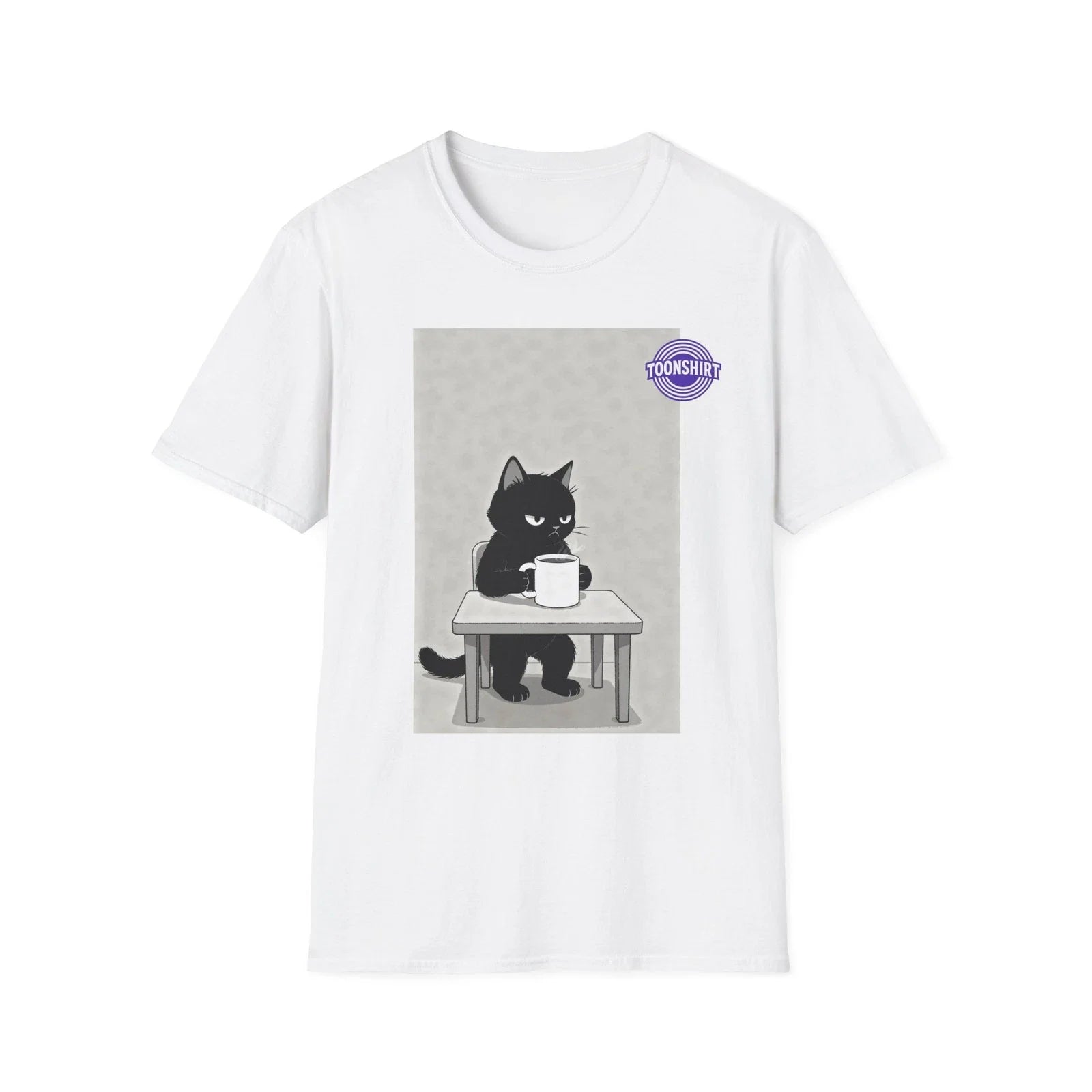 Chill Cat Coffee Cartoon Graphic T-Shirt