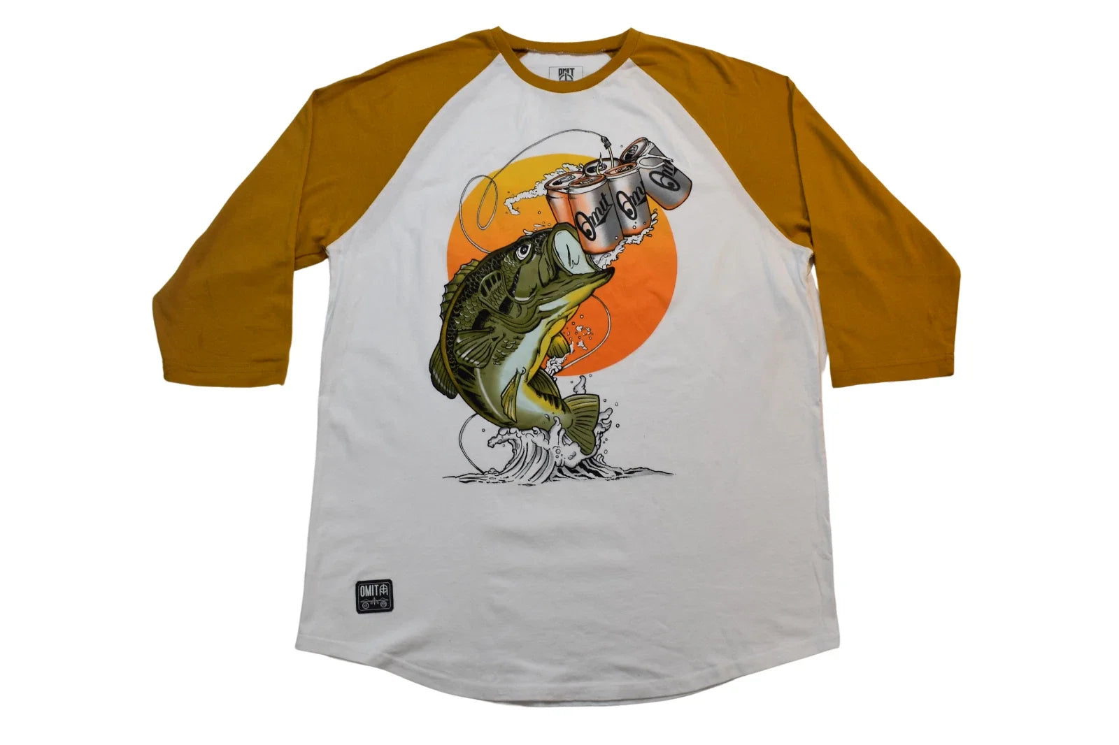 Omit Mens Fishing & Beer Graphic Raglan Shirt NWT L