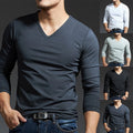 Active Men's V Neck Slim Blouse Long Sleeves Muscle Tee for a Stylish Look