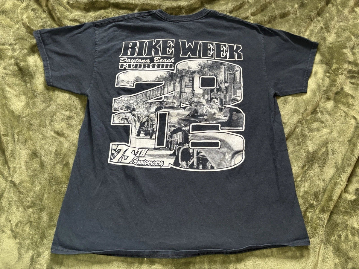 Bike Week Shirt Mens Large Black Daytona Beach Florida 2016 Biker Motorcycle Y2K