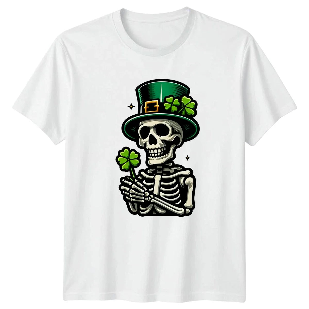 Skeleton St Patricks Day Clover Luck T-Shirt Irish Gothic St Patricks Day