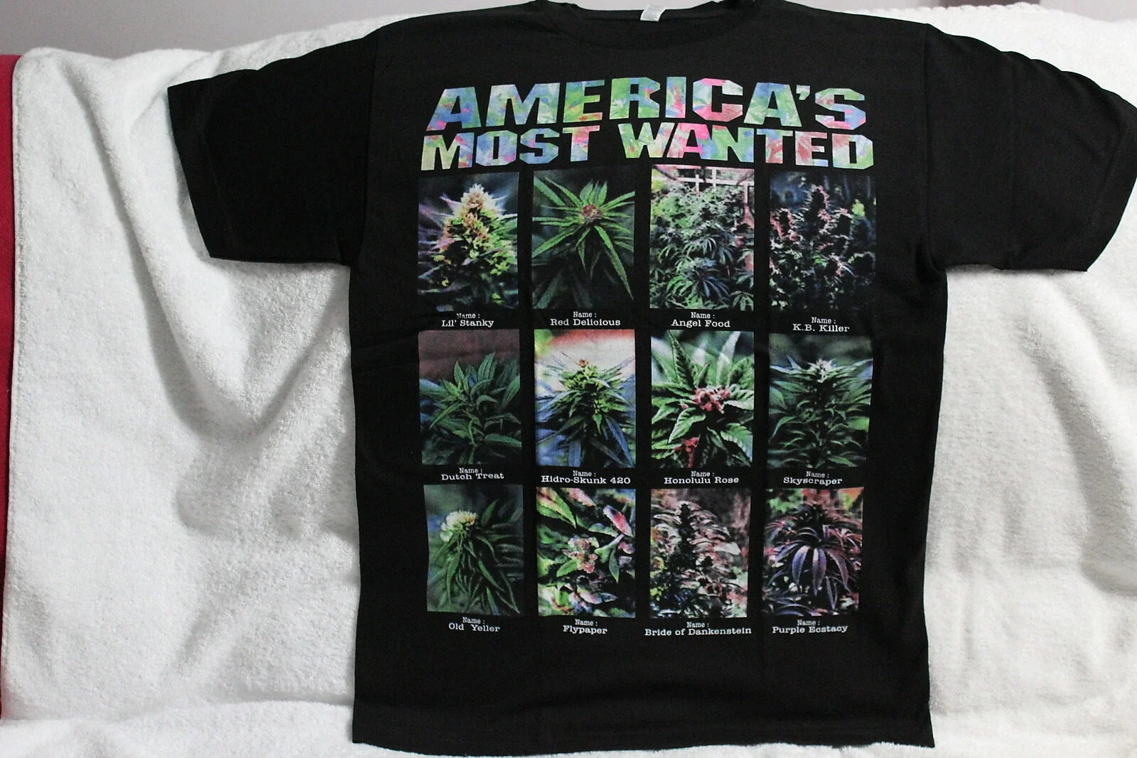 MARIJUANA AMERICA'S MOST WANTED WEED CANNABIS KUSH T-SHIRT