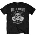 Men's Willie Nelson Skull Slim Fit T-shirt Small Black