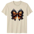Halloween Spooky Bow Graphic Unisex Mens Womens Tee Jack O Lantern Bats