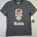 Lucky Brand Modelo Beer Shirt Mens Large Black Faded Cervesa Skull Casual NWT