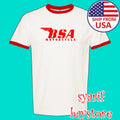 BSA Classic Motorcycle Men's Ringer Red Size S to 3XL