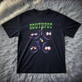 Southpot Smoking Purple Eyes Graphic Tee - Black Oversized Cartoon Streetwear Sh