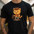 Mens Cowboy Cat Print Cotton T-Shirt Size XS to 5XL