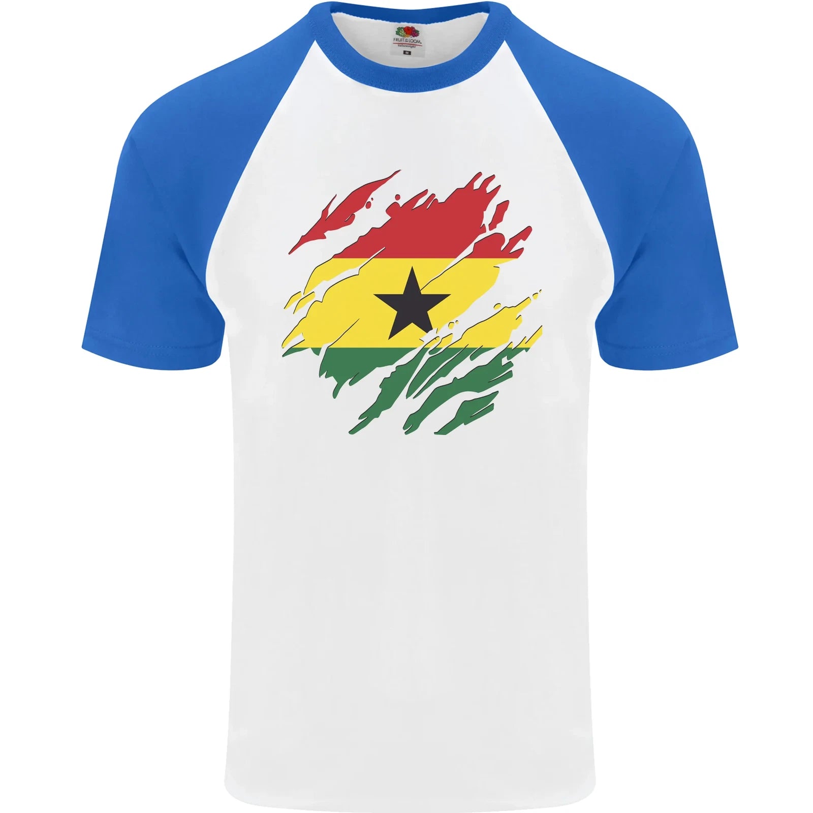 Torn Ghana Flag Ghanaian Day Football Mens S/S Baseball T-Shirt