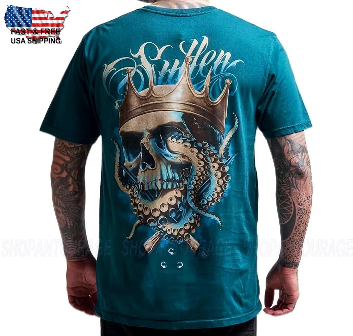 Sullen Art Collective Octopus King Premium SCM8053 Short Sleeve T-shirt For Men
