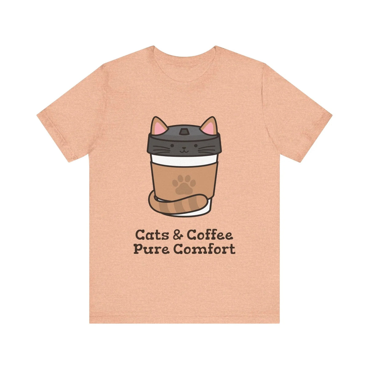 Cats and Coffee Pure Comfort tshirt, Unisex Jersey Short Sleeve Tee