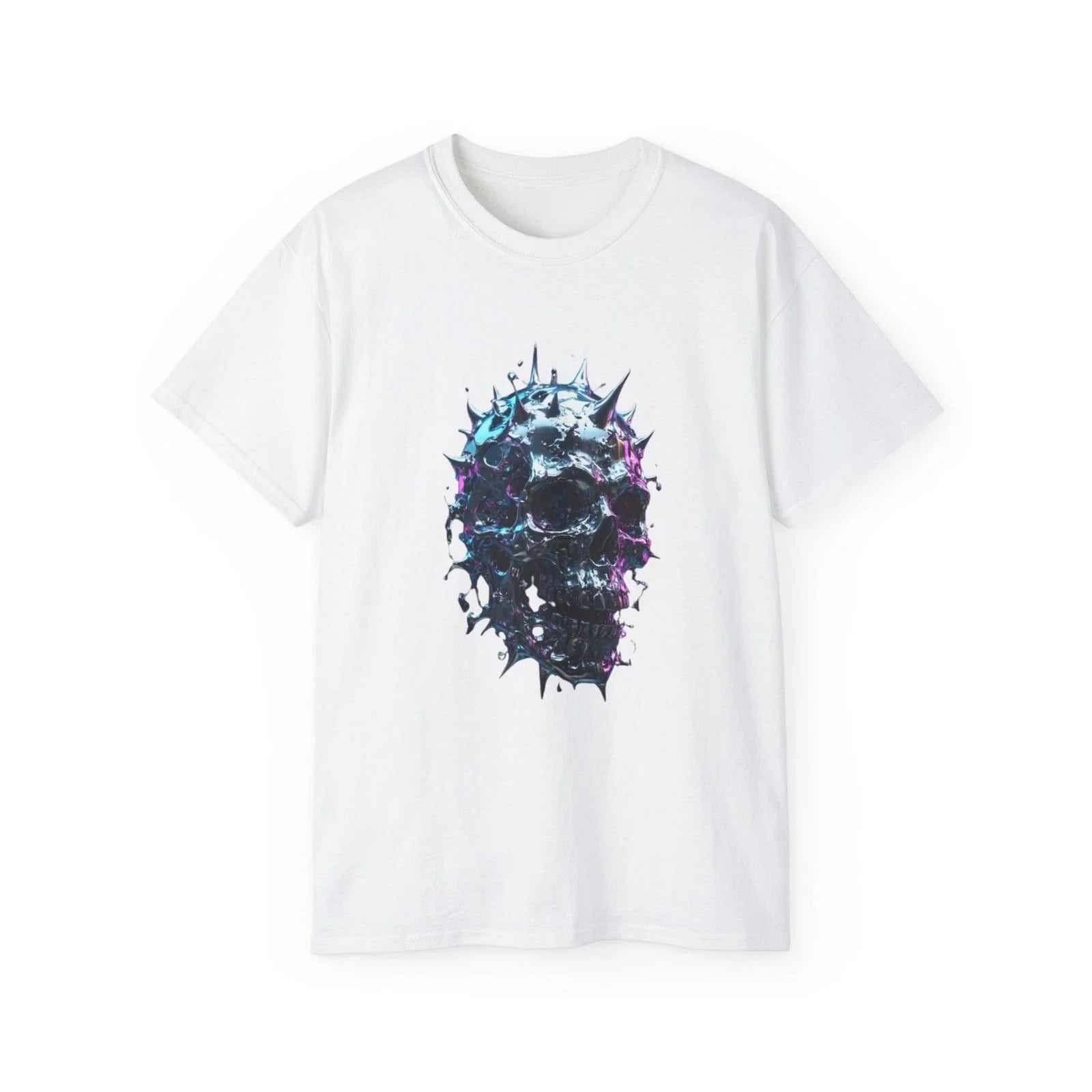 Spiky Neon Skull Tee | Grunge Goth Skull Shirt