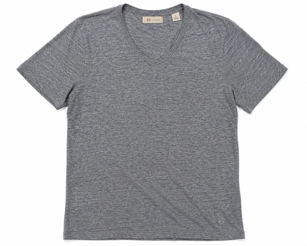 AG Adriano Goldschmied Gray Slub V Neck T Shirt Mens Large Short Sleeve