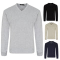 Men's Plain Knitted Casual Long Sleeve V Neck Pullover Jumper Sweater Jersey Top