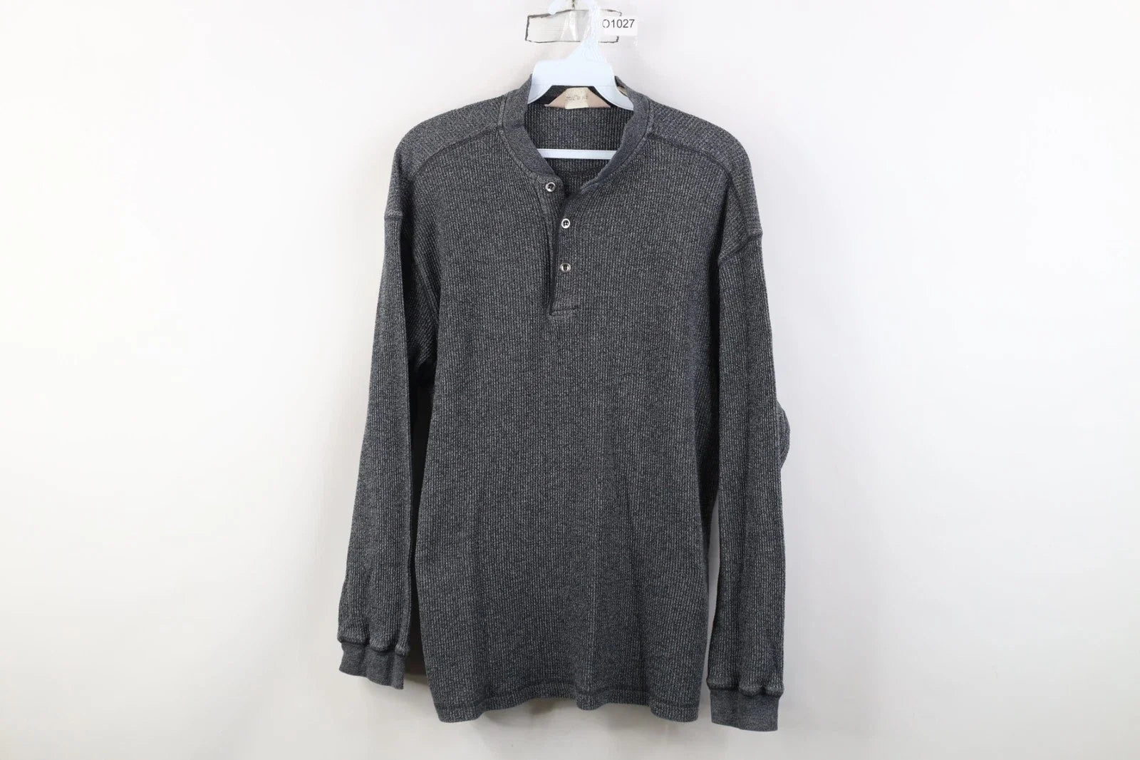 Vtg 90s Y2K Streetwear Mens Large Thermal Waffle Knit Long Sleeve Henley T-Shirt