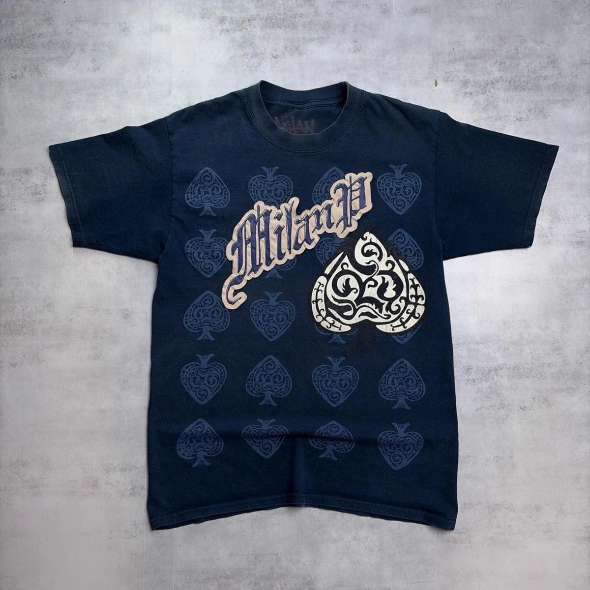 Y2K Navy Milan Grunge Gothic Skater T-Shirt