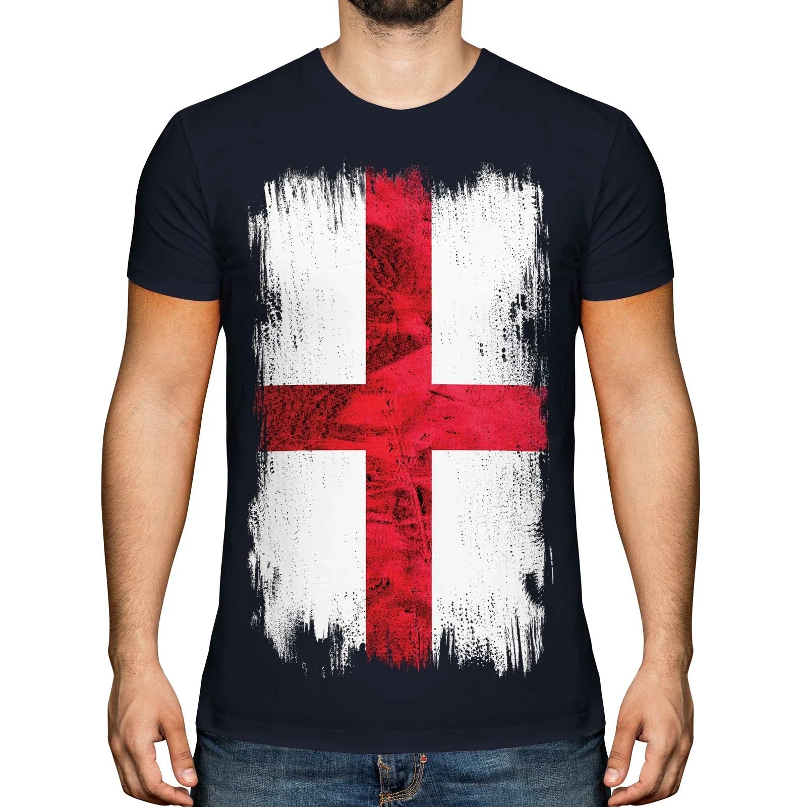 ENGLAND ST GEORGE GRUNGE FLAG MENS T-SHIRT TEE TOP ENGLISH FOOTBALL GIFT SHIRT