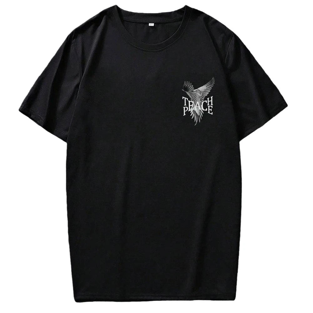 Mens Black Comfortable Loose Fit Round Neck Tshirt for Daily Vacation Wear