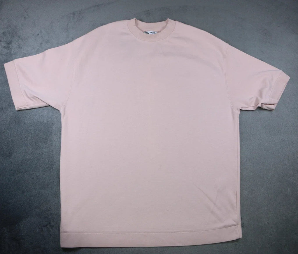 Zara Shirt Mens Medium Pink Crewneck Short Sleeve Soft Cotton Minimalist Tee