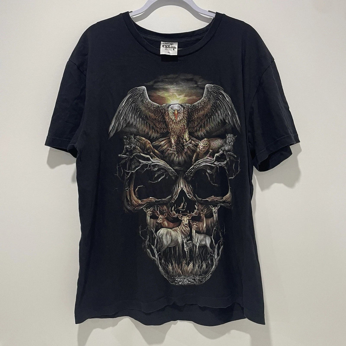 Thrift Shop Urban Apparel Skull Animal Print  T-Shirt Size Xl Black