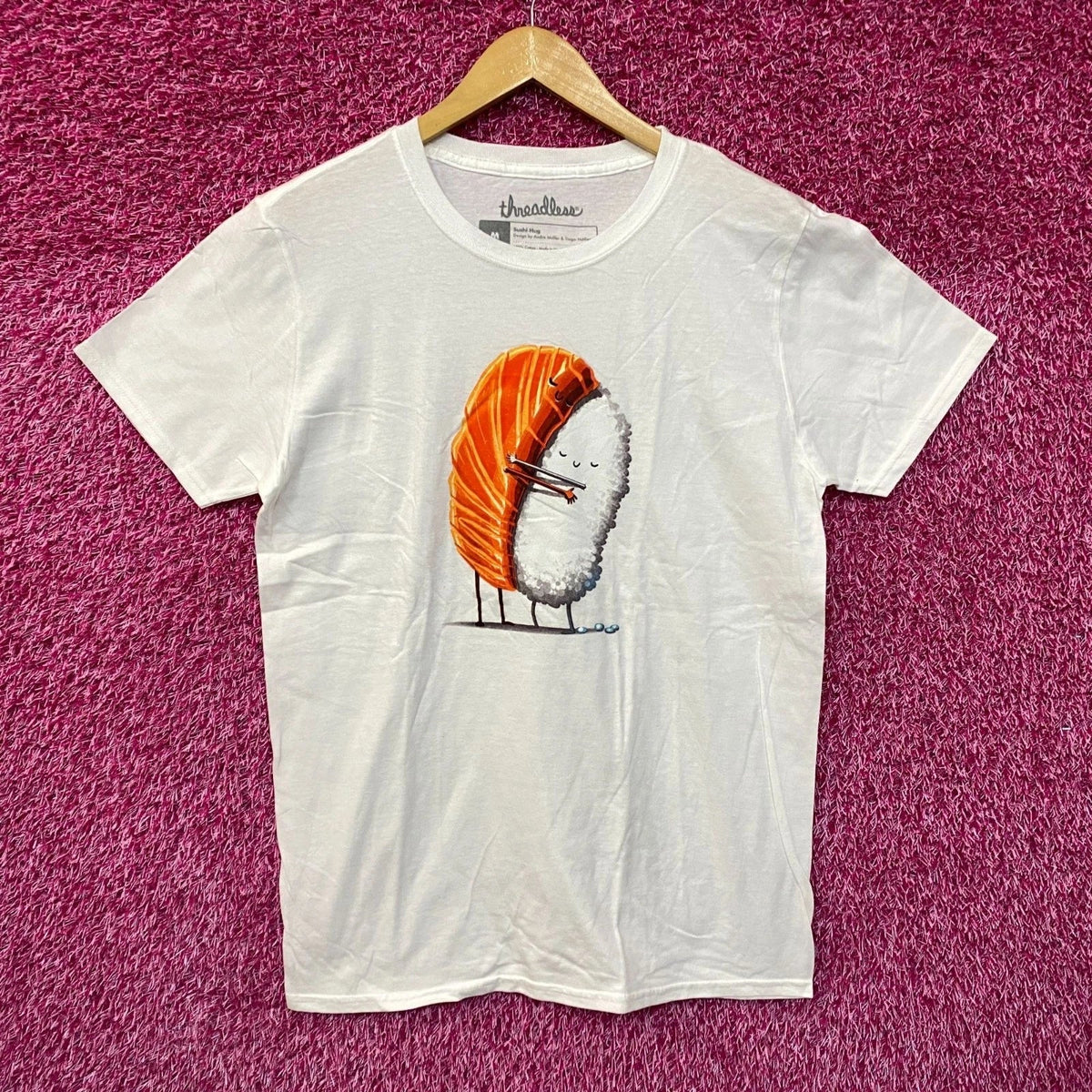 Hugging sushi white Tshirt size medium