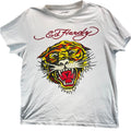 Ed Hardy White T-Shirt Tattoo Tiger Grunge Emo Logo Y2K Graphic Mens Large