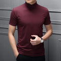 Men Short Sleeve Mock Neck T-Shirt Casual Slim Cotton Tops Tees Undershirt Club,