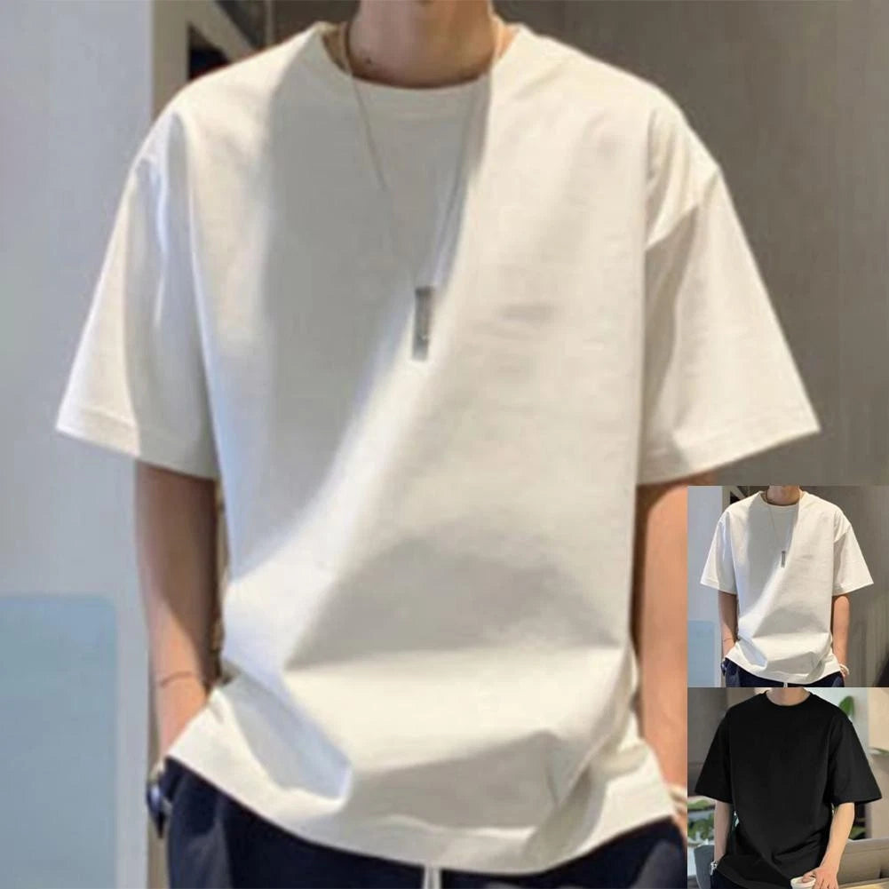 Men Loose T-shirt Round Neckline Design For Daily Casual Wear Four Seasons Wear
