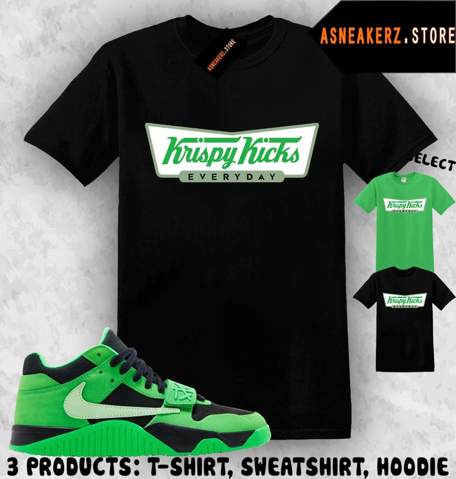 Shirt Matching Travis Scott Jumpman Jack Green Spark Match Sneaker Krispy Kicks