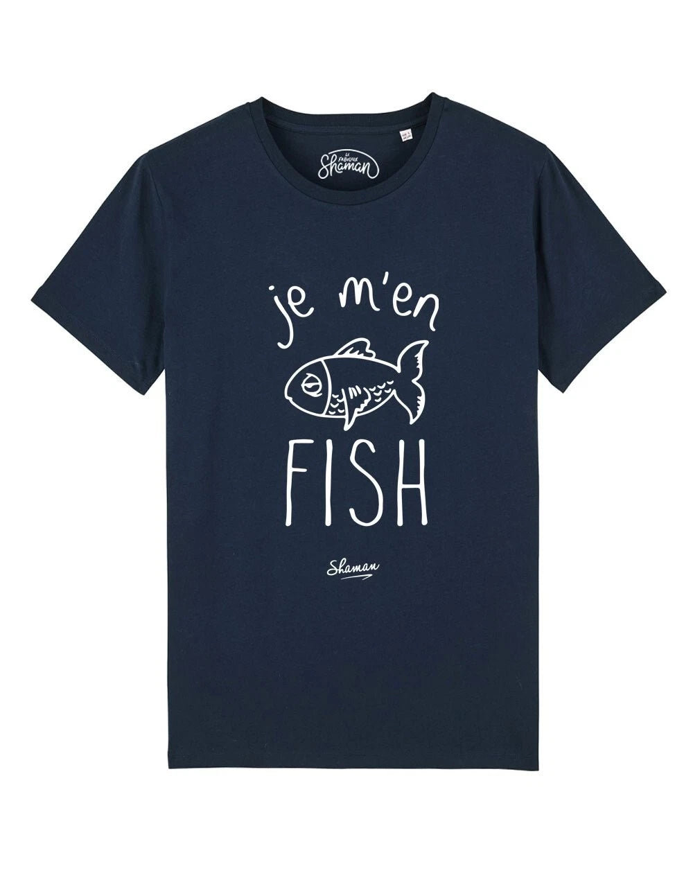 JE M'EN FISH Men's Short Sleeve T-Shirt Color Navy Blue