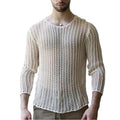 Men Hollow See Through Top Stylish Lightweight Undershirt For Casual Wear Polyes