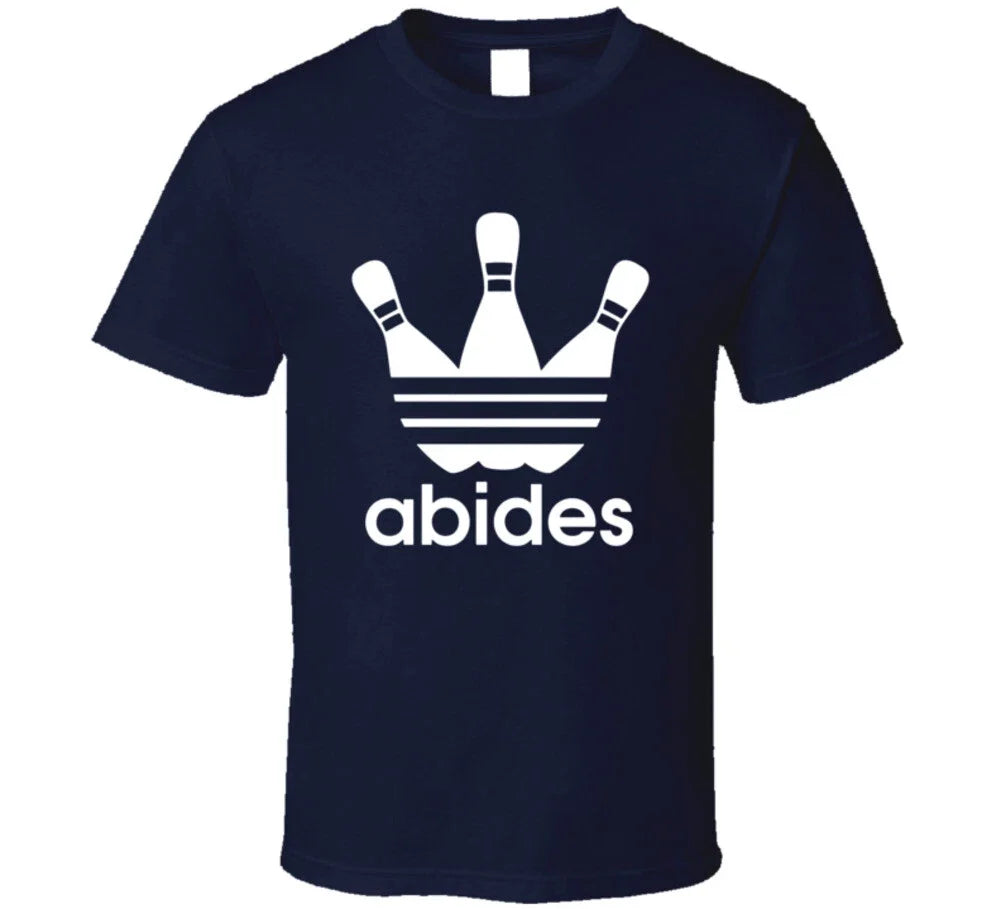 Abides The Dude Abides Funny The Big Lebowski Sport Logo Mashup Parody T Shirt