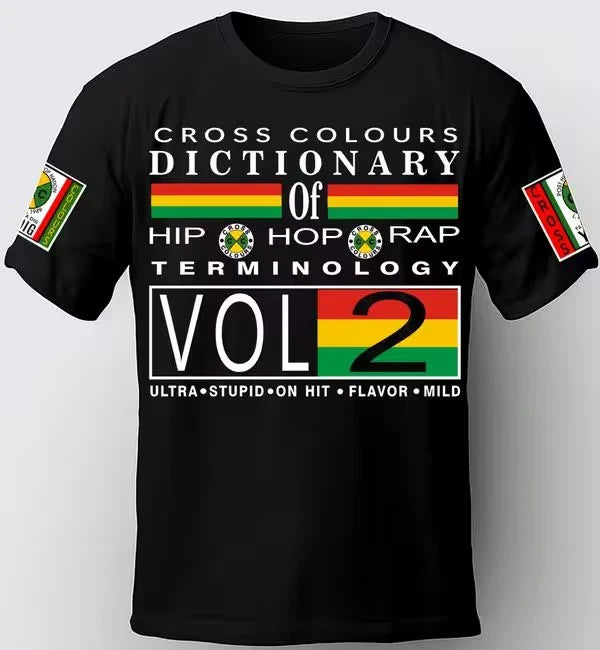 CROSS COLOURS T-SHIRT. DICTIONARY OF HIP HOP. 90'S TEES. RAP LEGENDS T SHIRT