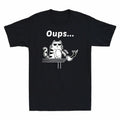 Oups Cotton Short Cool Sleeve Cat Coffee With Men's T-Shirt Funny Cat Sunglasses