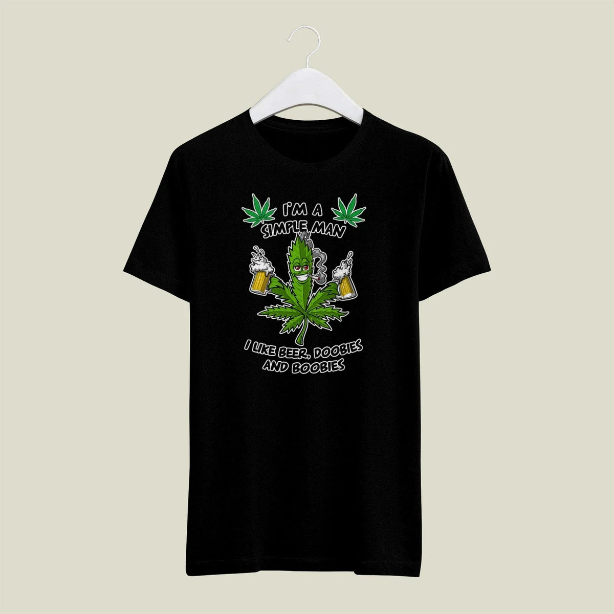 Black  X-LARGE  Mens Gildan T Shirt Simple Man Beer Doobies Boobies 420 Weed