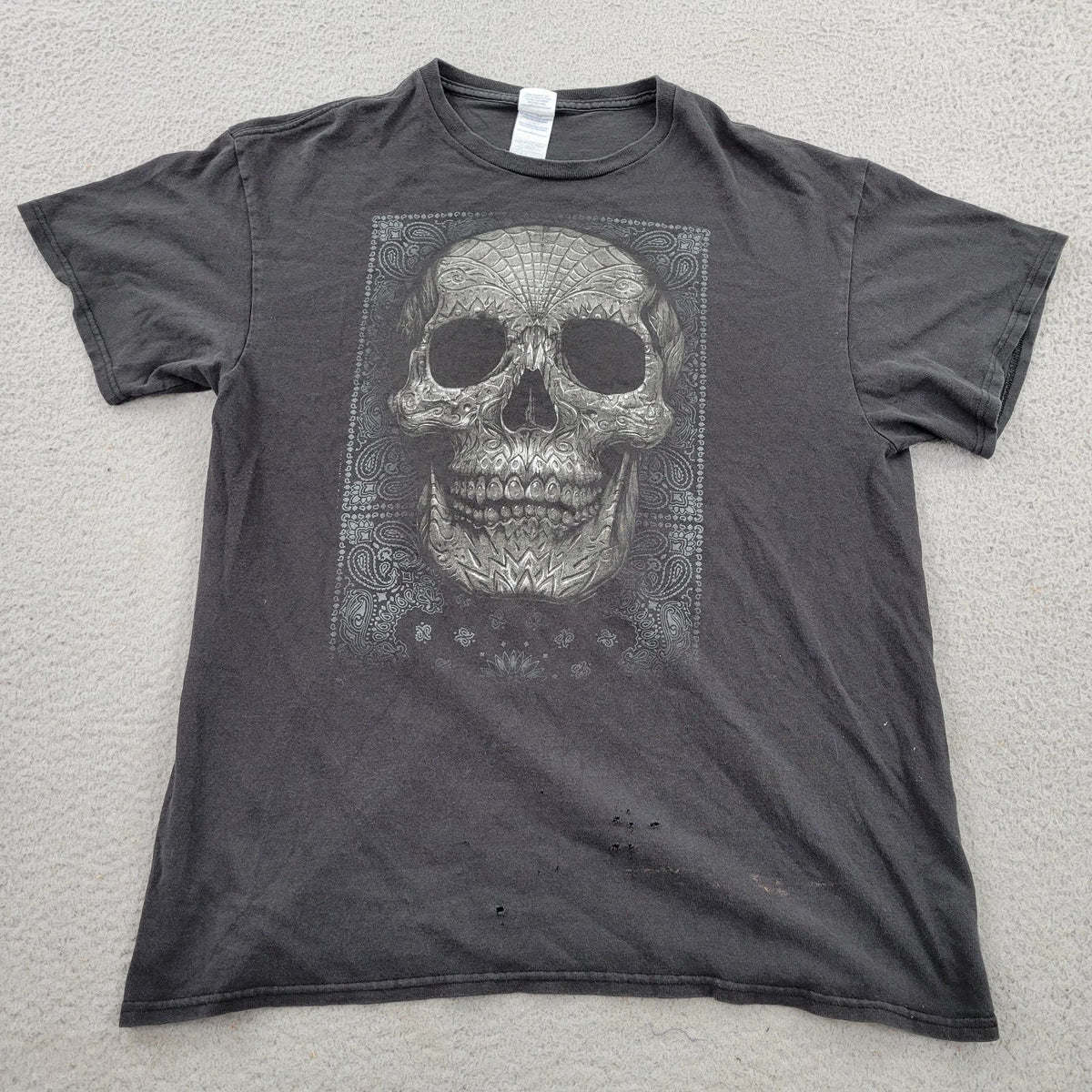 Skull VTG Y2K Shirt Mens Large Delta Black Bandana Graphic Day of the Dead