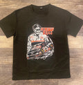 stylish racing car & skeleton pattern print mens comfy T-shirt, graphic tee smal