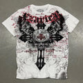 Y2K Xzavier Affliction styled Shirt Buckle L Skull Cross Wings Made In Usa