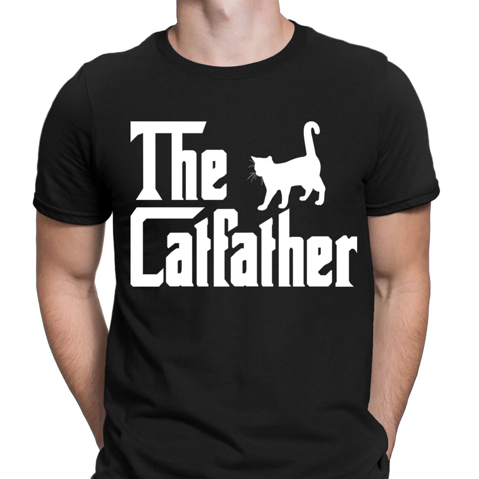 The Catfather Funny Cat Dad Kitten Father Pops Novelty Mens T-Shirts Top #6NE