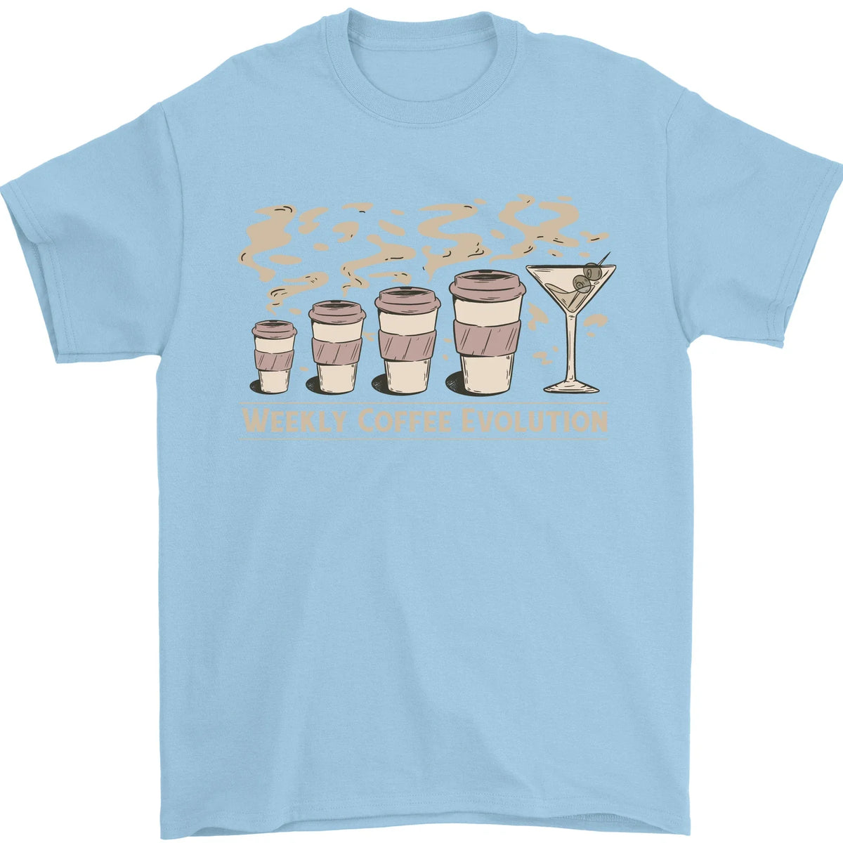 Funny Weekly Coffee to Alcohol Evolution Wine Mens T-Shirt 100% Cotton