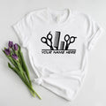 Personalized Barber Name T-Shirt, Custom Printed Hairdresser Gift Unisex Tee Top