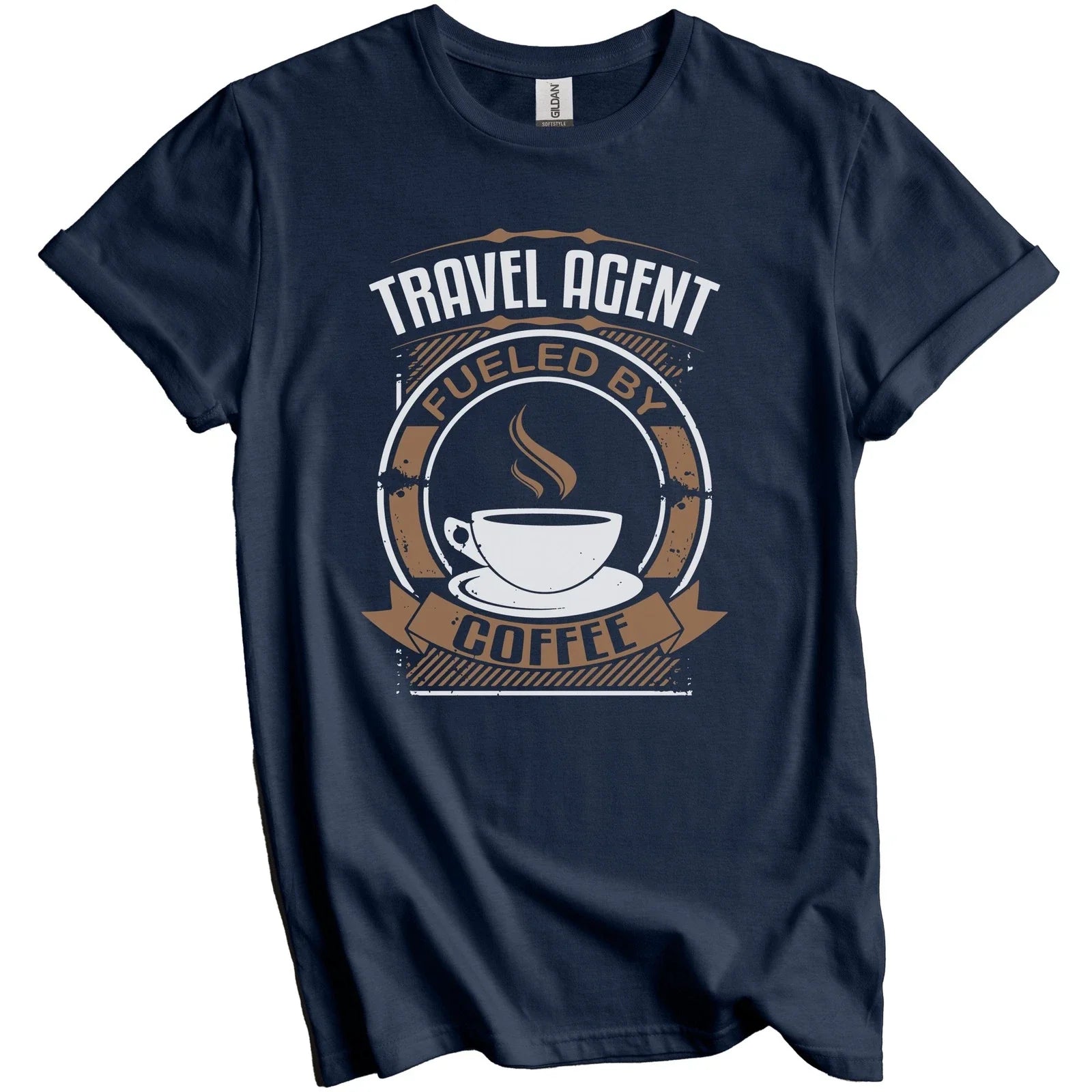 Travel Agent Fueled By Coffee Funny Graphic T-Shirt