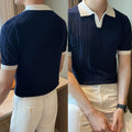 Fashion Streetwear Color Patchwork T-shirts Turn-down Collar Daily Wear
