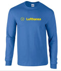 Royal Blue Lufthansa Vintage Logo German Airline T-Shirt Long Sleeve Shirt S-5XL
