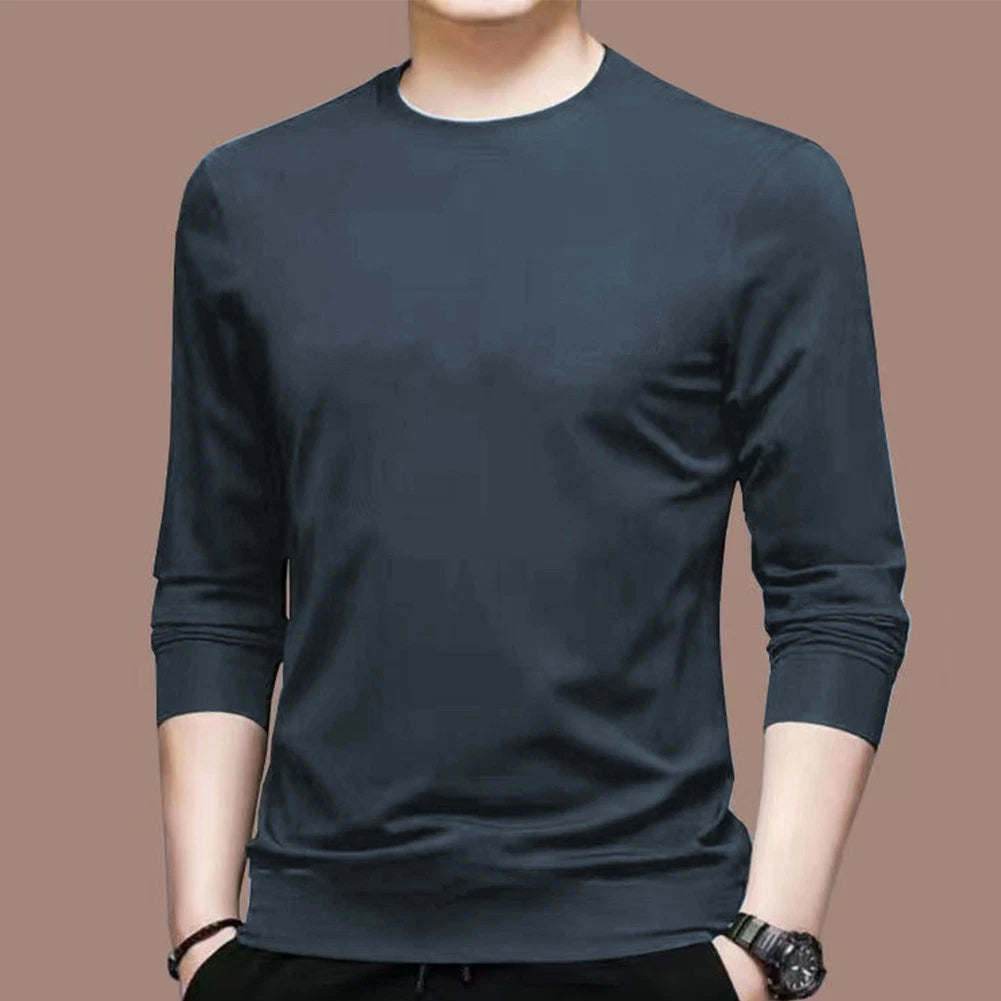 Men's Slim Fit Activewear Pullover Top Undershirt Blouse in Dark Green