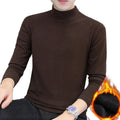 Men Fleece Thermal Underwear Long Sleeve Half High Collar Casual TShirt